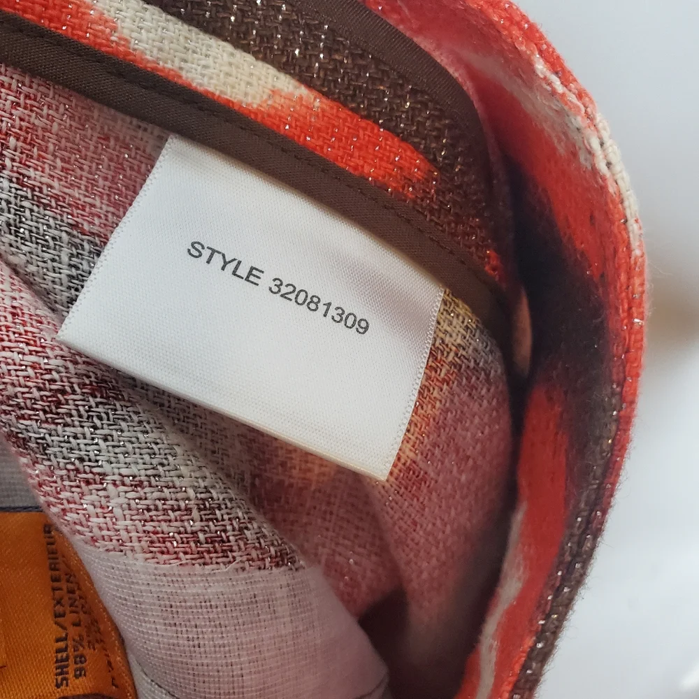 Tory Burch Metallic Ikat Linen Jemima‎ Tulip Skirt Size 12 island red
